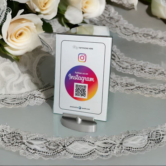Instagram Follow Card with Display Stand, NFC Tag & QR Code