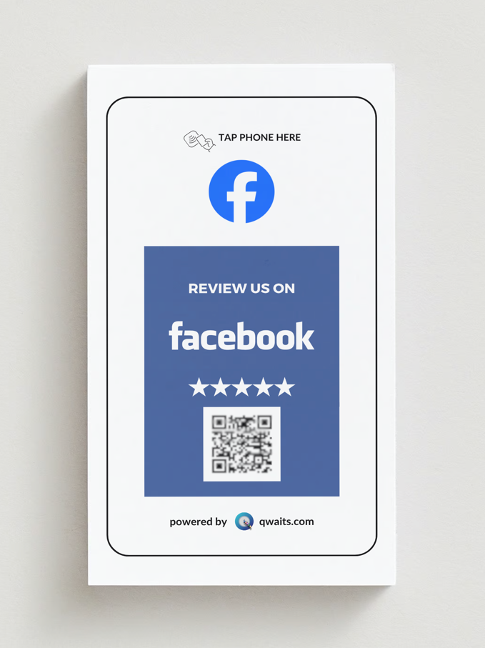 Facebook Review Card with NFC Tag & QR Code