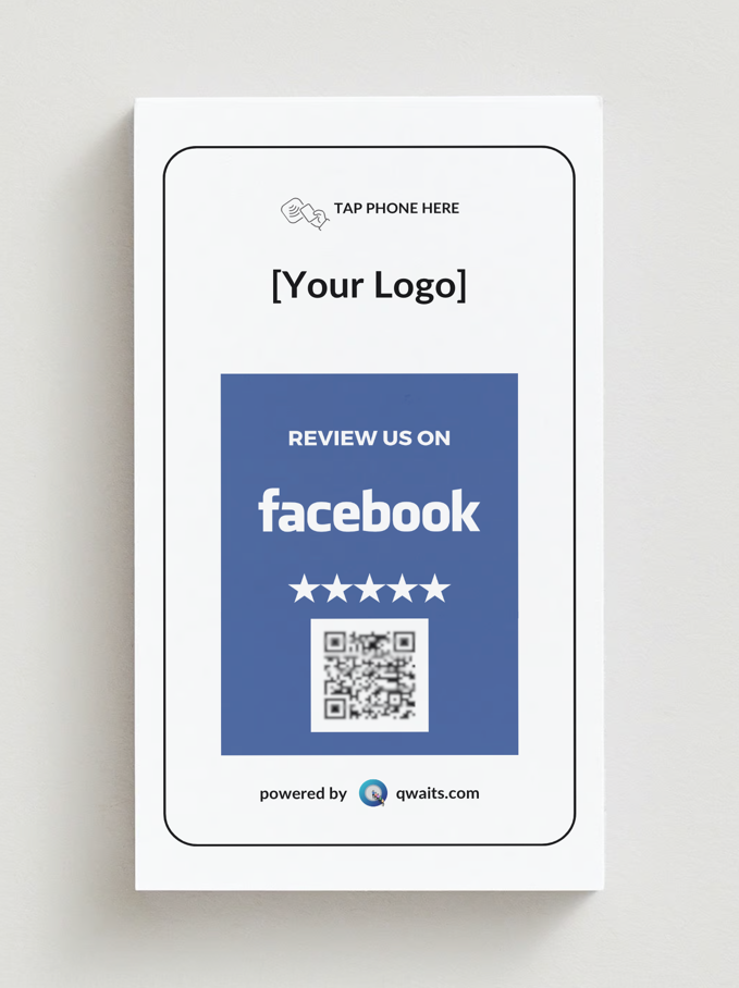 Facebook Review Card with NFC Tag & QR Code