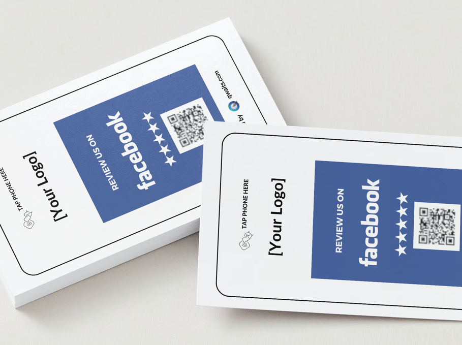 Facebook Review Card with NFC Tag & QR Code