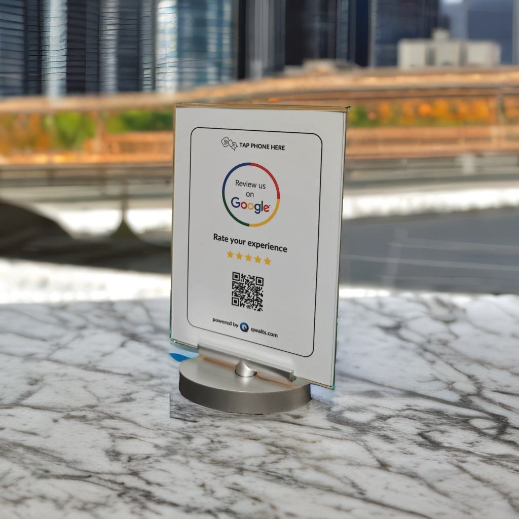 Google Review Card with Display Stand, NFC Tag & QR Code